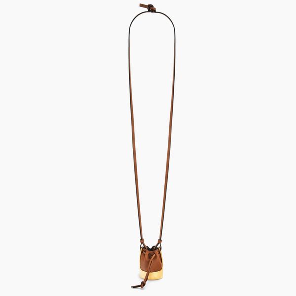 Balloon bag necklace in calfskin and brass