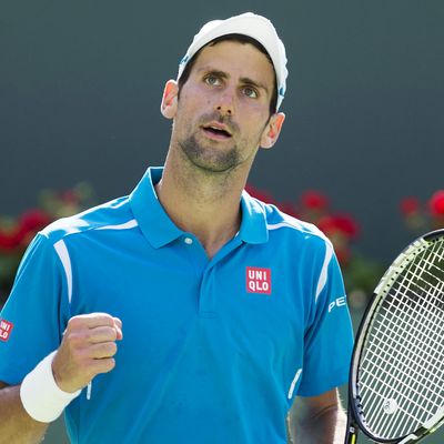 Novak Djokovic sans foot in mouth.