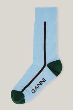 Ganni Logo-Jacquard Merino Wool-blend Socks