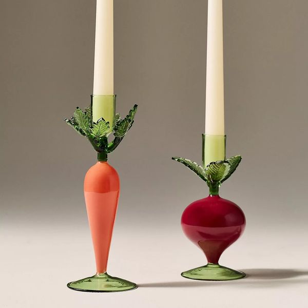 Anthropologie Veggie Glass Candle Holder