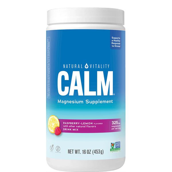 Suplemento de citrato de magnesio Natural Vitality Calm, frambuesa y limón