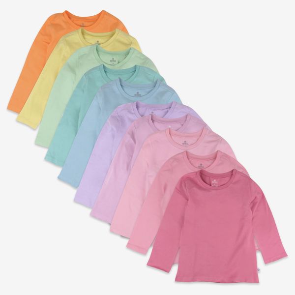 Honest Baby Organic-Cotton Long-Sleeved T-shirts - Rainbow Pinks