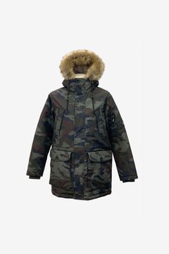 Sean John Water Resistant Camo Hooded Parka with Faux Fur Trim