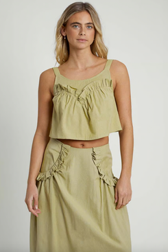 Native Youth Verdi Linen Blend Ruffle Cami