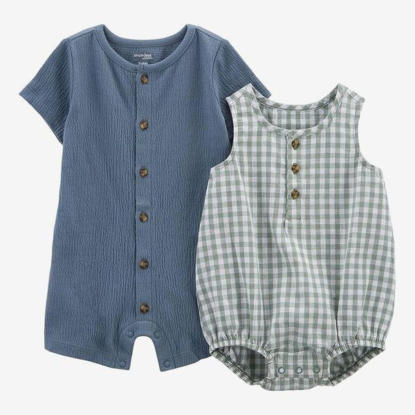 Simple Joys by Carter's Baby Boys' Button Rompers, Pack of 2