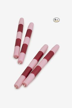 Fazeek Women’s Striped Dinner Candle, Red/Pink