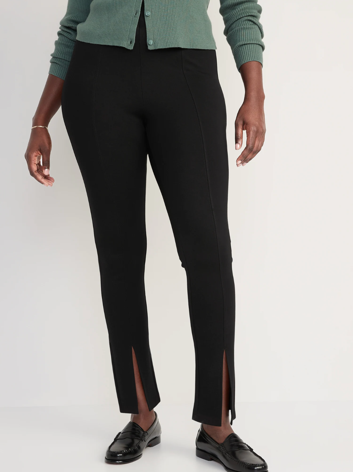 Extra High-Waisted Stevie Split-Front Skinny Pants