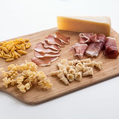 Sartori Parmesan, Sfoglini pastas, and La Quercia hams — made in the USA.