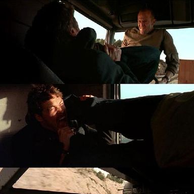 Statham leaps in through the windshield of your speeding truck, grabs your neck with his ankles, and throws you onto the highway. (The Transporter)