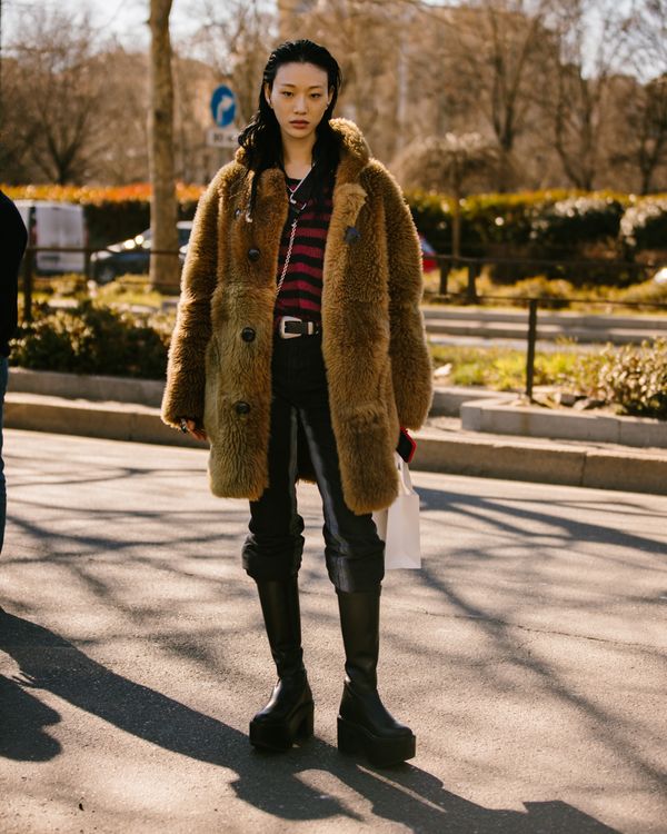 Street style, model Sora Choi after Coperni Fall-Winter 2022-2023