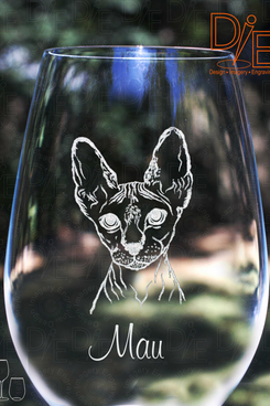 Sphynx-Cat Wineglass With Complimentary Personalization