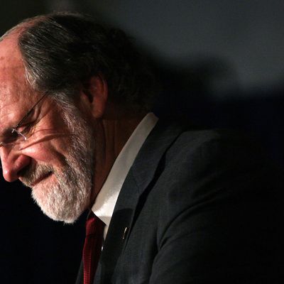 EAST BRUNSWICK, NJ - NOVEMBER 03: New Jersey Gov. Jon Corzine delivers his concession speech at an election night rally November 3, 2009 in East Brunswick, New Jersey. Corzine was defeated by Republican Chris Christie in today's election. (Photo by Mario Tama/Getty Images) *** Local Caption *** Jon Corzine