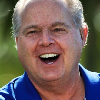 Rush Limbaugh during the Els for Autism Pro-Am on the Champions Course at the PGA National Golf Club on March 15, 2010 in Palm Beach Gardens, Florida. 