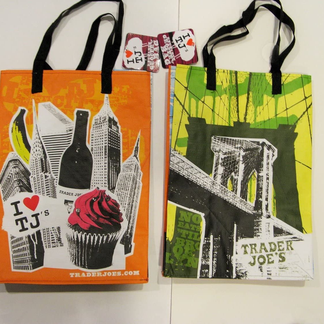 Trader Joe's Cotton Veggie & Fruit Shopping Bag With Handles Reusable New two 2 