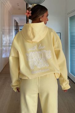 White Fox With Love Always Oversized Hoodie Lemon