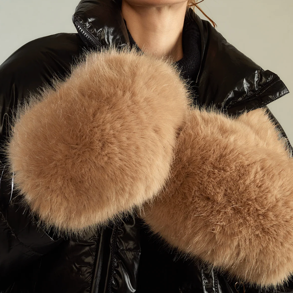 Cynthia Rowley Faux Fur Oversized Mittens