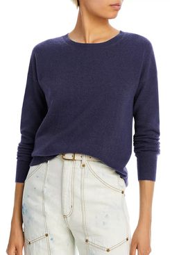 Suéter de cachemir con cuello redondo y cuello alto de cachemir color aguamarina