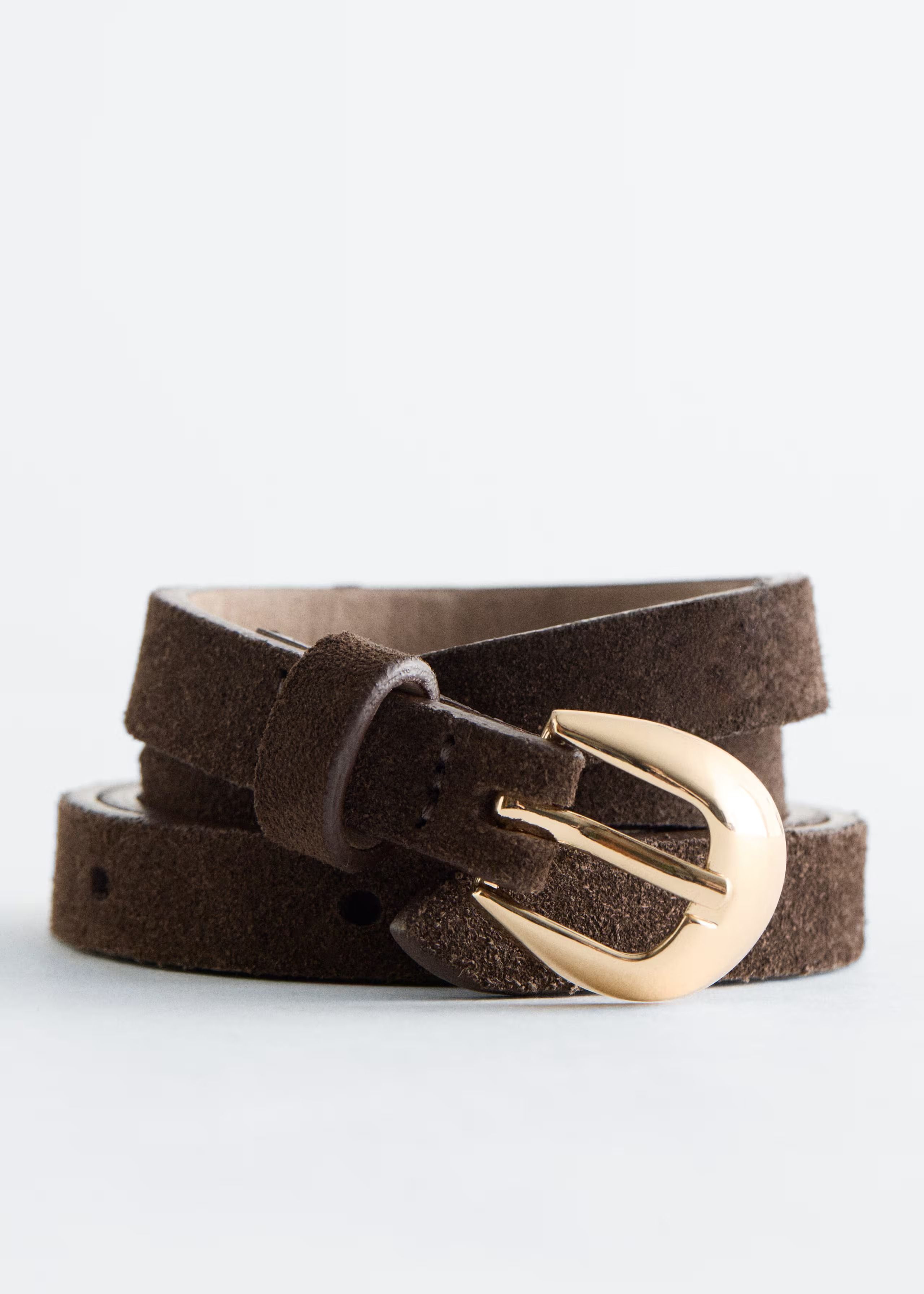 NEW MOST WANTED women\'s suede belt with organic shape buckle in chocolate Amazon.com: B-Low the Belt Women main image 3