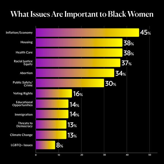 A graph showing what issues are most important to respondents.
