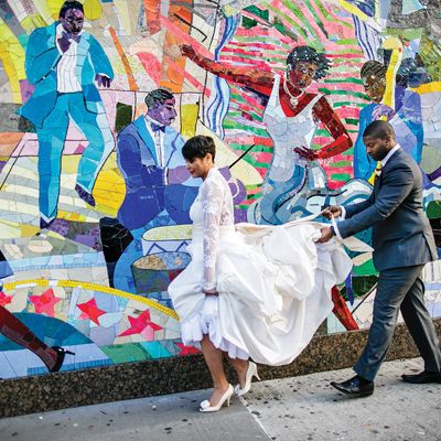 Newlyweds Danielle Robinson and Lenny Bell.