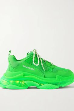 Balenciaga Triple S Clear Sole Mesh, Nubuck and Leather Sneakers