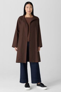 Eileen Fisher Light Cotton Nylon Stand Collar Coat