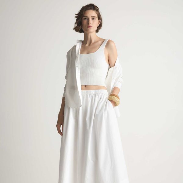 Quince 100% Organic Cotton Poplin A-line Maxi Skirt
