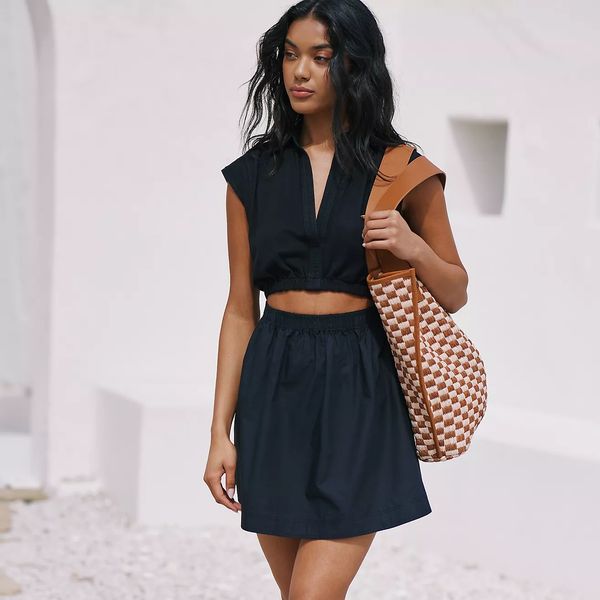 By Anthropologie Short-Sleeve Cutout Mini Dress