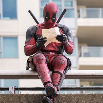 DEADPOOLRyan Reynolds as Deadpool relaxes before leaping into battle.Photo Credit: David DolsenTM & © 2015 Marvel & Subs. TM and © 2015 Twentieth Century Fox Film Corporation. All rights reserved. Not for sale or duplication.