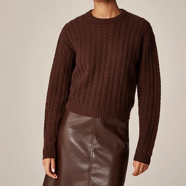 J.Crew Perfect Cashmere Cable-Knit Crewneck Sweater