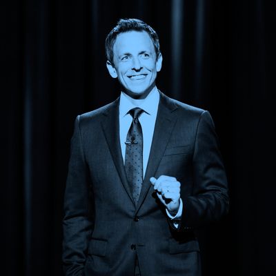 LATE NIGHT WITH SETH MEYERS -- Episode 73 -- Pictured: Host Seth Meyers during the monologue on July 21, 2014 -- (Photo by: Lloyd Bishop/NBC/NBCU Photo Bank via Getty Images)