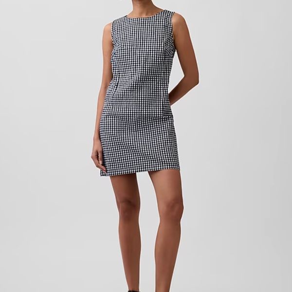 Gap Gingham Denim Shift Mini Dress
