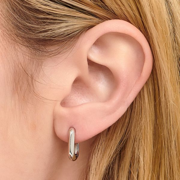 Devata Beveled Hoop Earrings in Sterling Silver