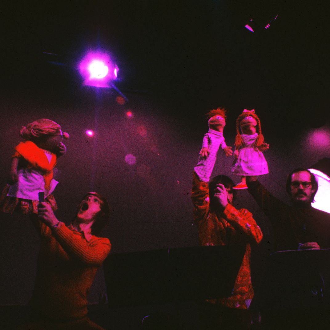 Attie experimented with color-tinting some of the backstage images.
