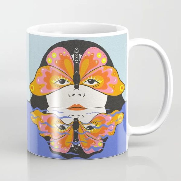 Swimming in a Butterfly Mask Coffee Mug by elzzveta