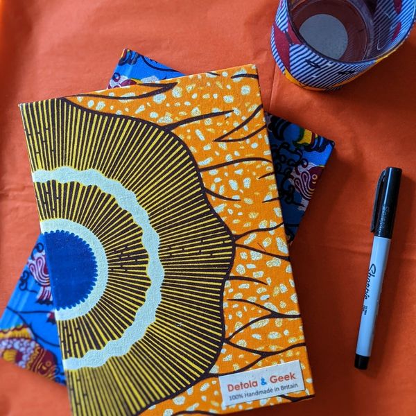 Orange Brown Rustic African Print Sketchbook