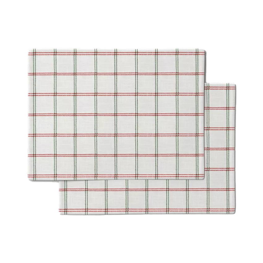 Threshold™ 2pc Holiday Plaid Reversible Placemat Red