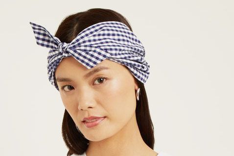 Frederica Moretti Gingham-Print Cotton Headband