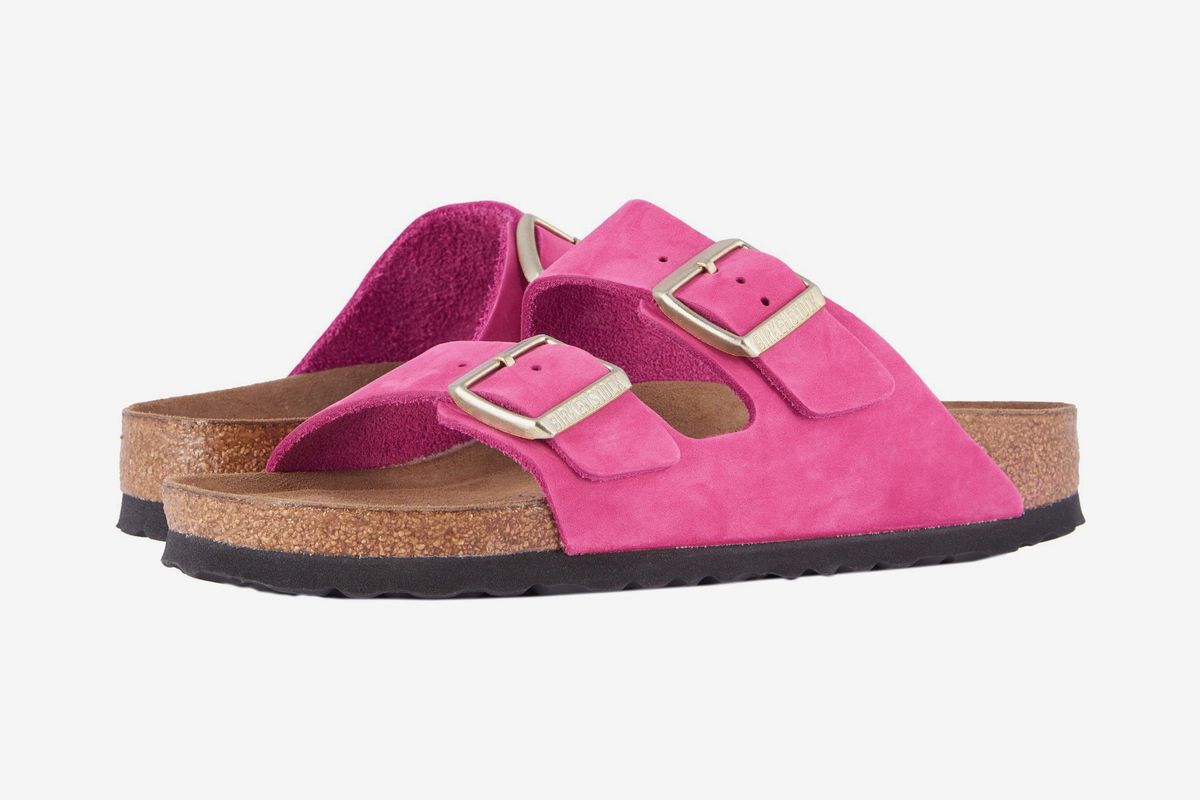 birkenstock arizona pink gold