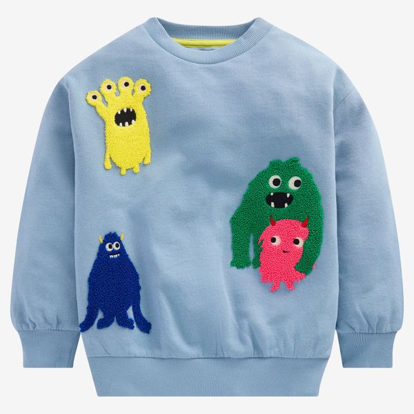 Mini Boden Kids' Monster Bouclé Appliqué Sweatshirt