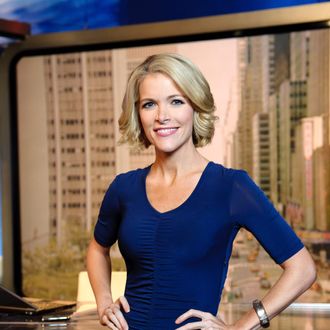 NEW YORK, NY - OCTOBER 10: Megyn Kelly, host of America Live on set at Fox News studios in New York. Fox News Channel celebrated its 15th anniversary on the air on October 7th.