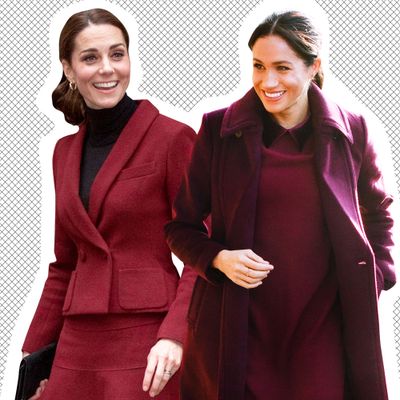 Kate Middleton and Meghan Markle in matching outfits.