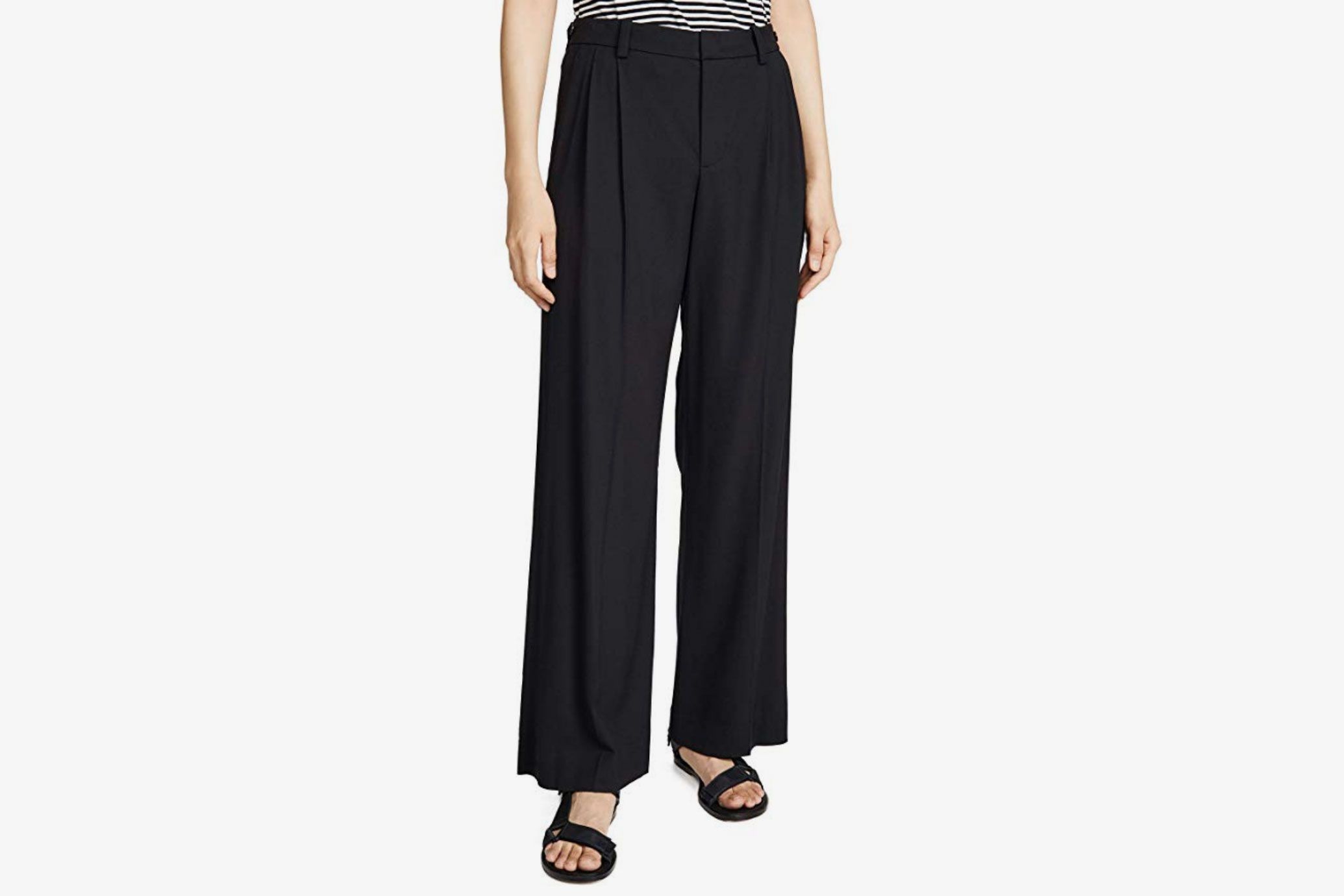 elastic high waist wide leg pants