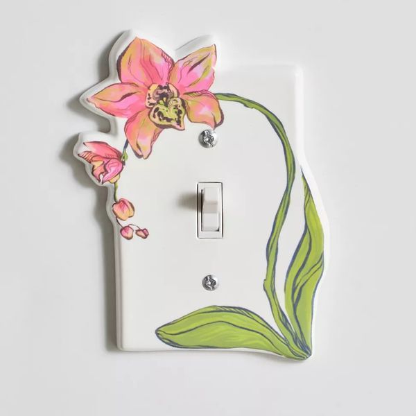 Urban Outfitters Orchid Flower Resin Switch Plate