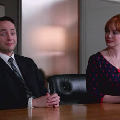 And here, she's annoyed with Pete. Aren't we all, Joan? Pete's face sure does look punchable.