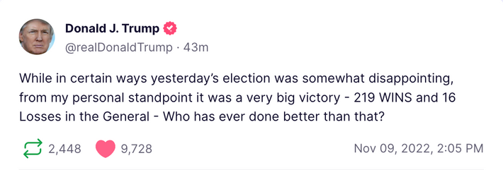 Trump Insists Election Disaster Was Actually ‘a Big Victory’