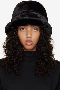 Black Faux-Fur Bucket Hat