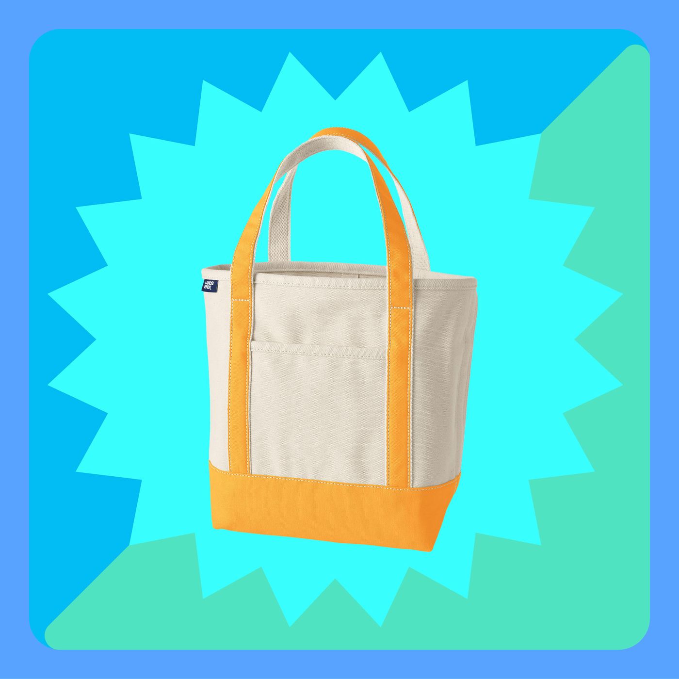 Vintage Lands End Boat And Tote Canvas Tote Bag Blue & Tan