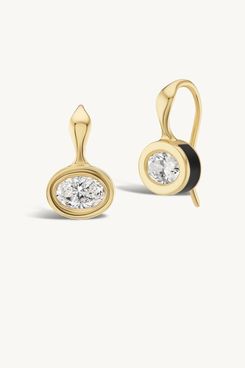 SRJ X ZM Petite Oval Diamond and Enamel Earrings