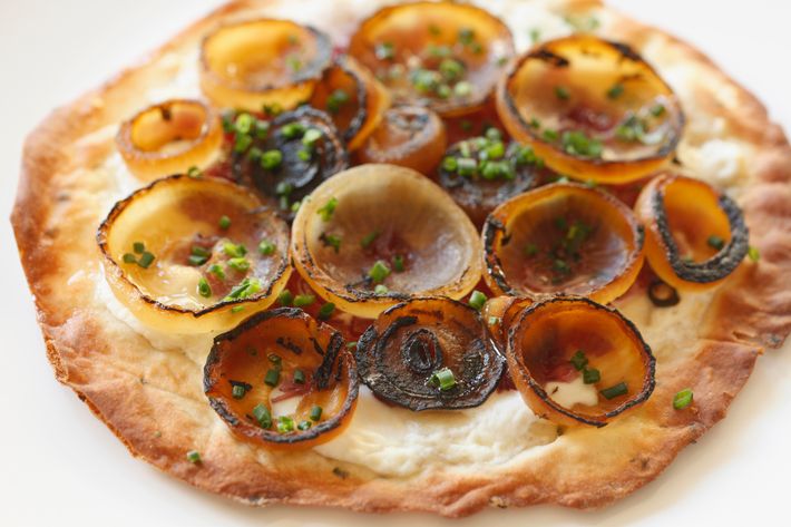 Onion tart with braised cipollini, mountain cheese, and onion gravy.